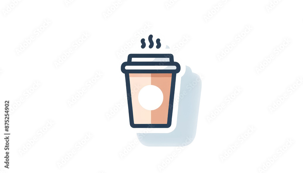 Cartoon Coffee Cup Sticker Isolated on White Background, PNG File Cartoon Coffee Cup Sticker Isolated on White Background, PNG File