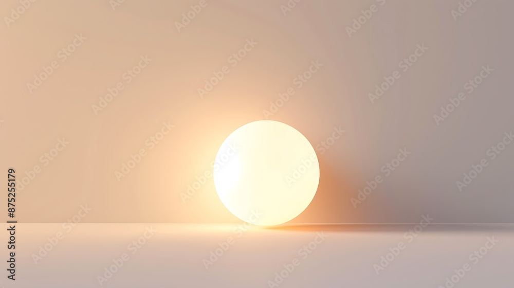A minimalist white icon representing a sun, casting a gentle glow, captured in high-definition