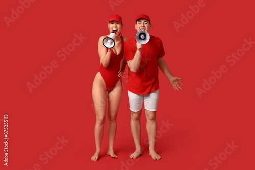 Lifeguards with megaphones ...