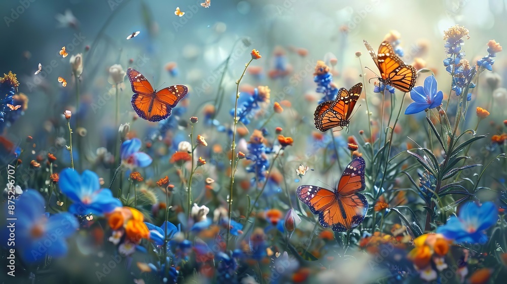 Swallowtail Butterfly on purple flower,Generative AI, Swallowtail Butterfly on purple flower,Generative AI,