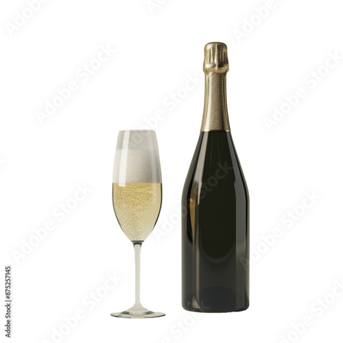 Wallpaper Mural Elegant Celebration: Minimalist Concept Art with Champagne Bottle and Glass - Isolated on transparent background Torontodigital.ca