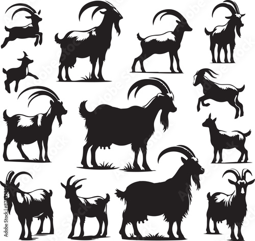 Goat Silhouette style with white background