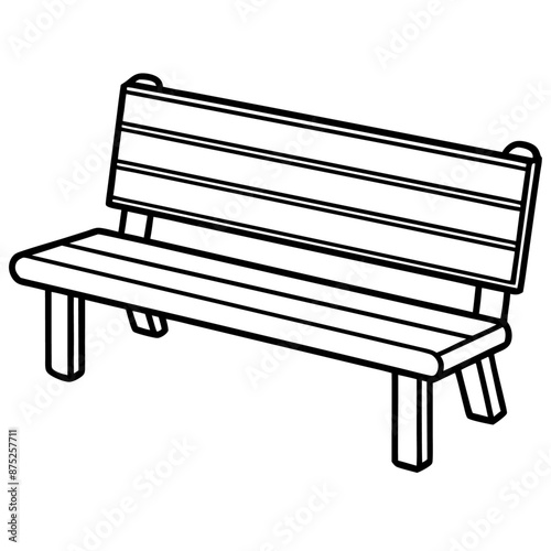 bench outline coloring book page line art illustration digital drawing