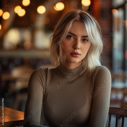 woman sitting in a cafe