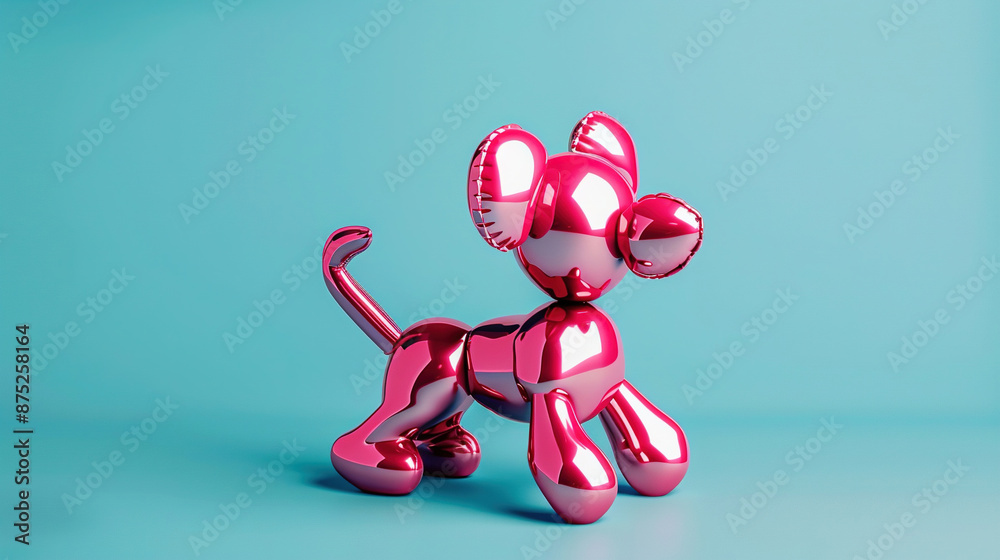Blue background with pink balloon dog shape Blue background with pink balloon dog shape