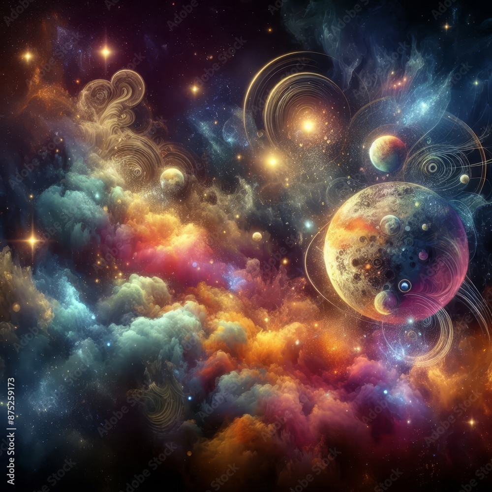 Discover the mesmerizing beauty of deep space with this stunning image featuring the moon and solar system. Enhanced with smoke effects, sparkles, glitter, and a vibrant array of colors, this tattoo-i Discover the mesmerizing beauty of deep space with this stunning image featuring the moon and solar system. Enhanced with smoke effects, sparkles, glitter, and a vibrant array of colors, this tattoo-i