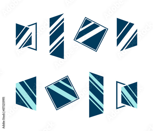 Set of Window mirror glass icon logo vector design business isolated