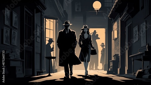 film noir mystery detective stories shadowy intrigue a flat banner theme photo