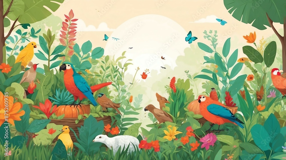 Fototapeta natures bounty celebrating the beauty and diversity o flat banner theme