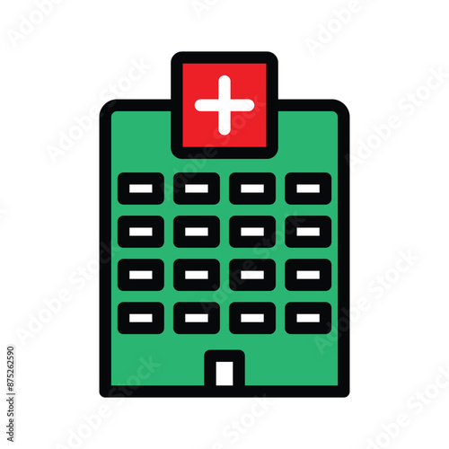 Hospital building icon, vector illustration, filled style, best used for web