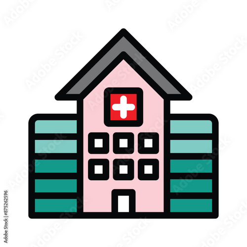 Hospital building icon, vector illustration, filled style, best used for web