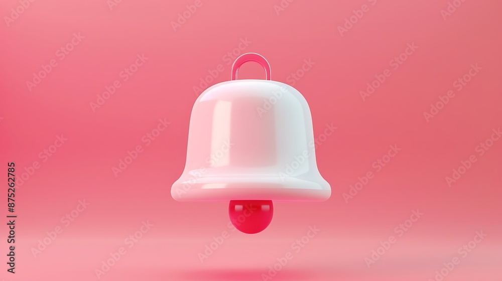 Notification bell icon floating isolated on pink and red background Notification bell icon floating isolated on pink and red background