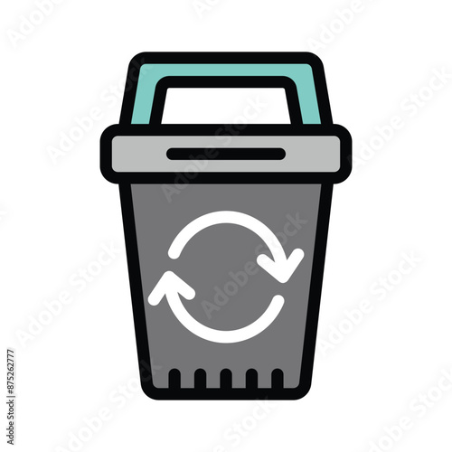 Trash can icon, vector illustration, filled style, best used for web