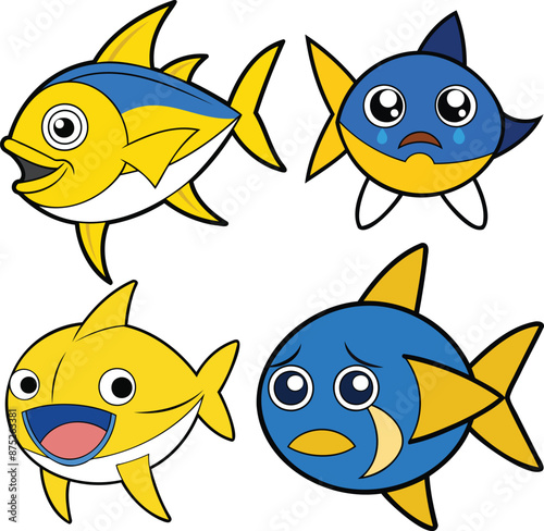  Yellowfin Tuna flat design ,animal vector deisgn
