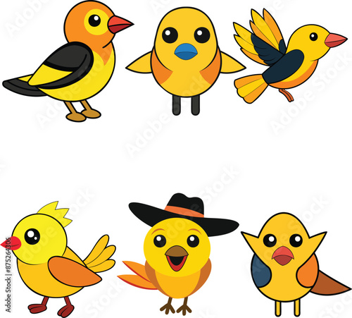 Western Tanager  flat design ,animal vector design