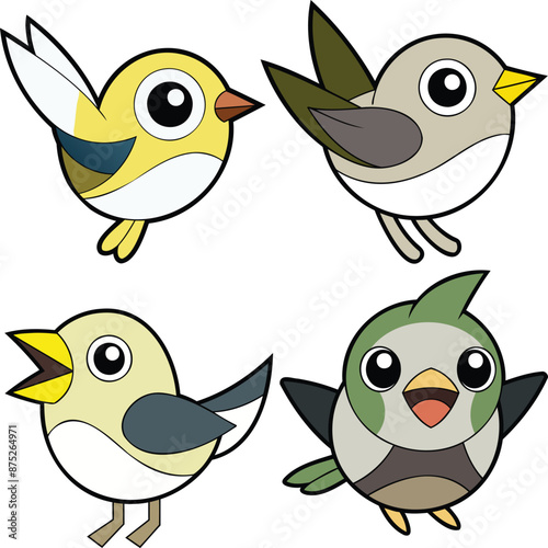 White Eyed Vireo flat design, animal vector design