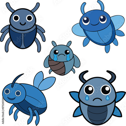 Water Beetle  flat design ,animal vector design