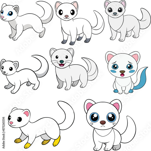  White Ferret design ,animal vector design