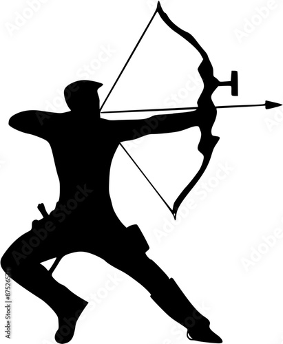 Illustration of archer silhouette. Archer athlete
