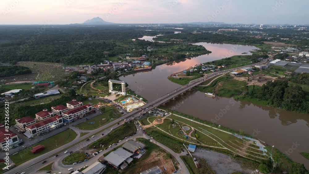 Fototapeta premium Kuching, Malaysia - July 6 2024: The Batu Kawah Riverbank Park