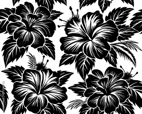 seamless pattern of beautiful hibicus flowers photo