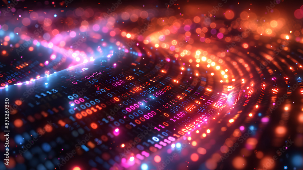 Obraz premium Abstract digital background with glowing binary code