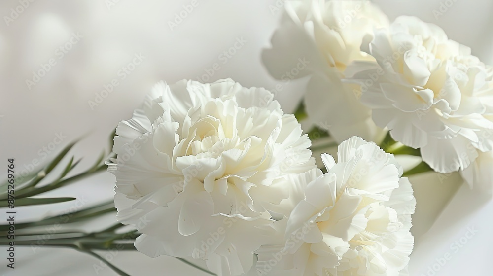 Macro shot of white carnations