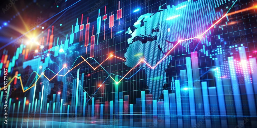 Global Financial Growth and Stock Market Trends - 3D Render Global Financial Growth and Stock Market Trends - 3D Render