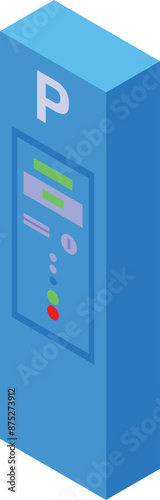 Parking meter machine showing parking sign in isometric view