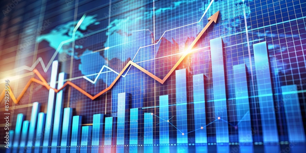 Stock Market Growth Abstract with Bar Chart and Arrow Stock Market Growth Abstract with Bar Chart and Arrow