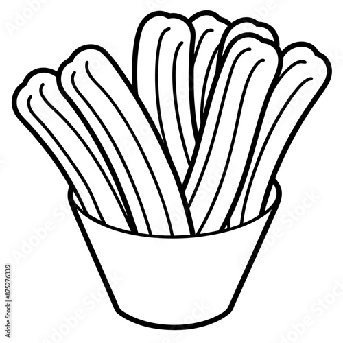 churros outline coloring book page line art illustration digital drawing