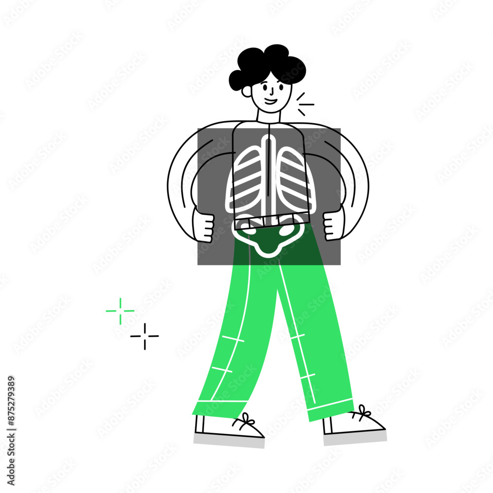 Fototapeta premium An outline mini illustration of body xray