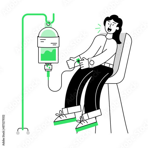 Check this outline mini illustration of infusion treatment 

