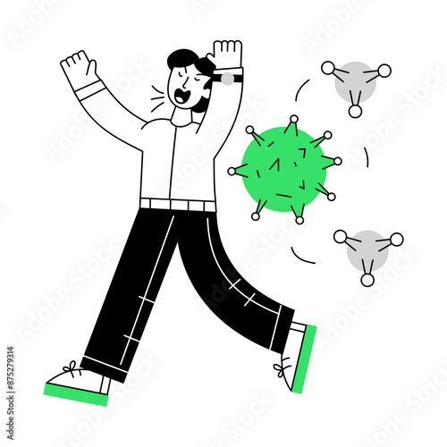Mysophobia outline mini illustration, customizable design 

