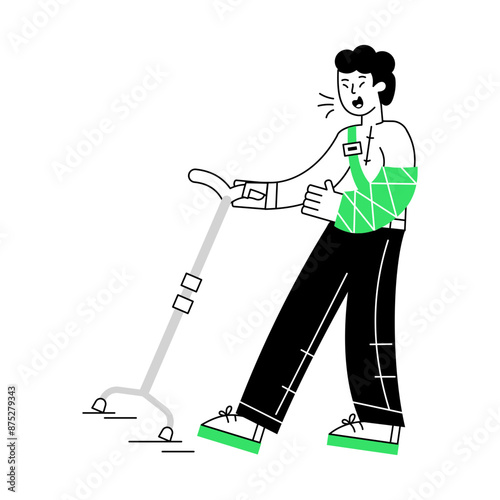 Here is an outline mini illustration showing injured person 

