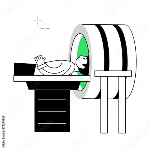 Premium line style mini illustration of ct scan 

