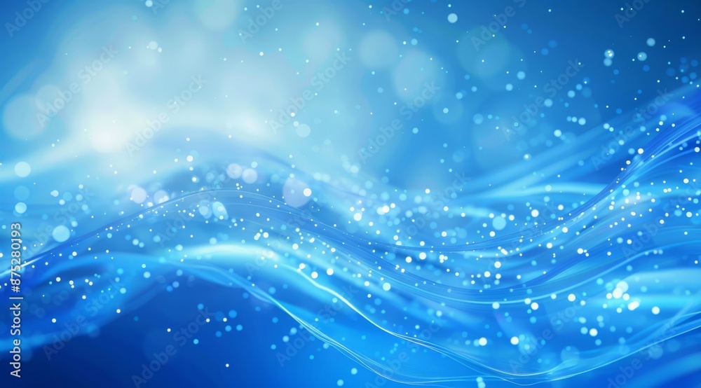 Fototapeta premium Abstract blue wave background with dots and lines for design.