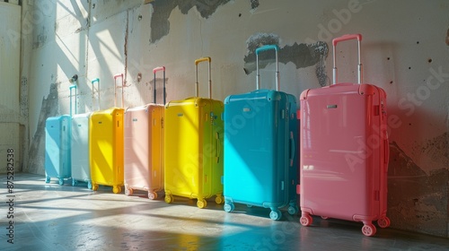 Wallpaper Mural Modern Suitcase Lineup: A lineup of sleek, modern suitcases in various colors and size. Torontodigital.ca