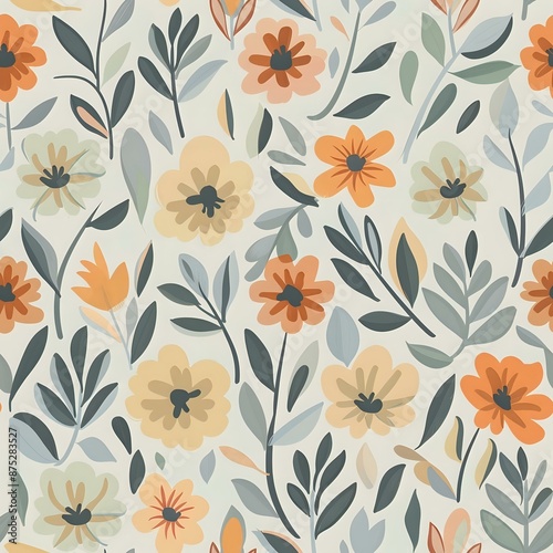 Wallpaper Mural Large Petal Stylized Flower Repeat Pattern with Red Background Torontodigital.ca
