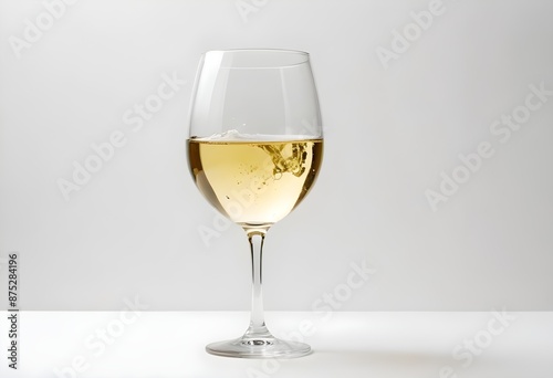 White wine glass isolated on white background
 photo