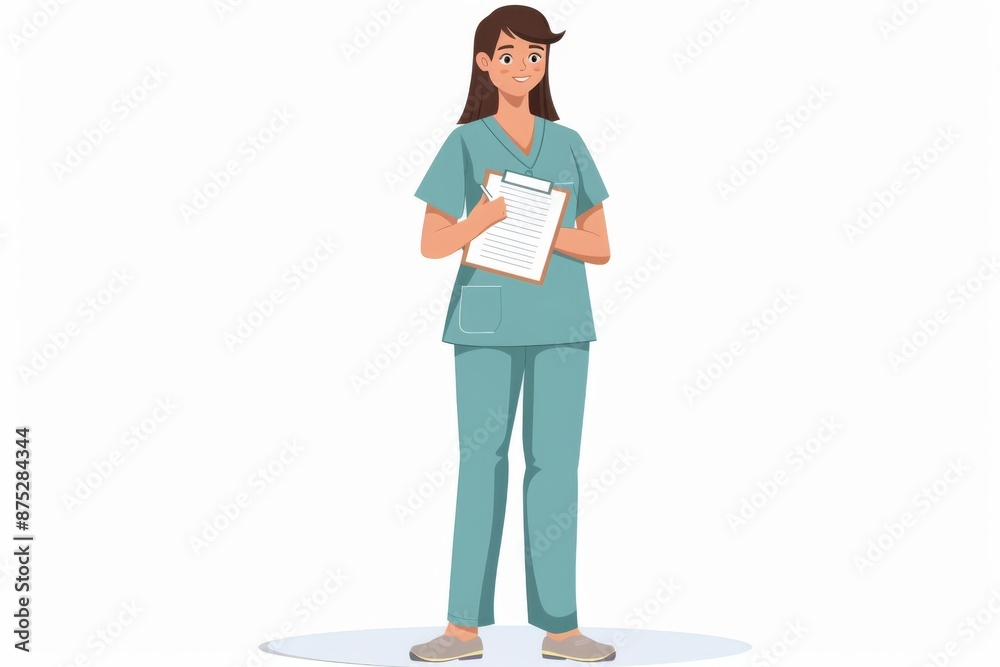 A woman dressed in medical attire, holding a clipboard, exuding professionalism and care. She appears to be reviewing patient information or preparing for a medical procedure. A woman dressed in medical attire, holding a clipboard, exuding professionalism and care. She appears to be reviewing patient information or preparing for a medical procedure.