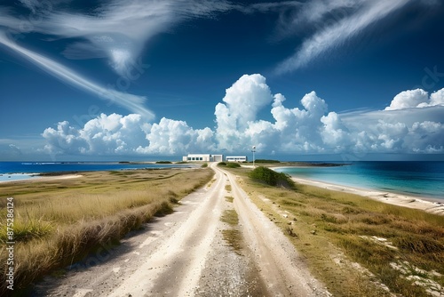 Coastal Roadway with Alarm Systems Guarding Access Points to Marine Research Facility photo