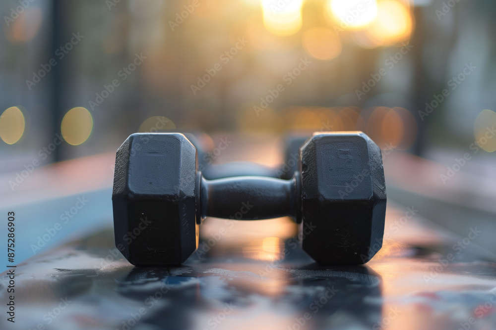 Black Dumbbell on a Bench Black Dumbbell on a Bench
