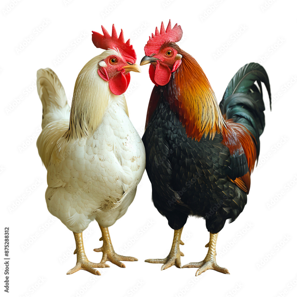 Fototapeta premium Chicken, Cock, Hen isolated on white background beauty
