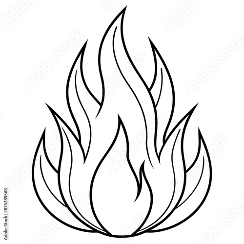 fire outline coloring book page line art illustration digital drawing