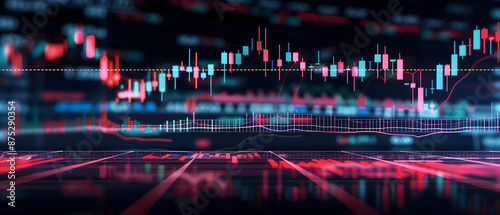 Dynamic 3D Illustration of Stock Market Charts and Trends