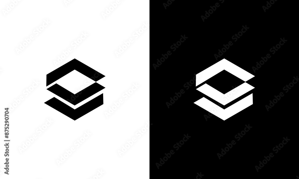 letter S box hexagon logo design