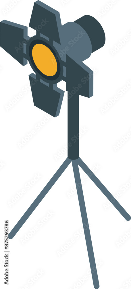 Obraz premium Studio spotlight standing on tripod illuminating isometrically