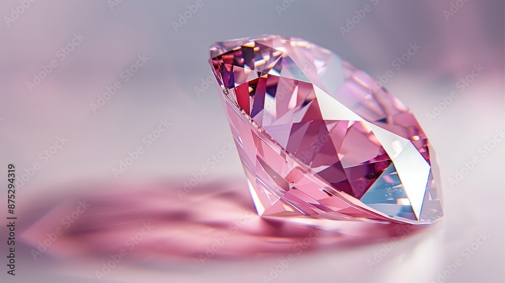 Pink diamond, on white background. Generative AI. Pink diamond, on white background. Generative AI.