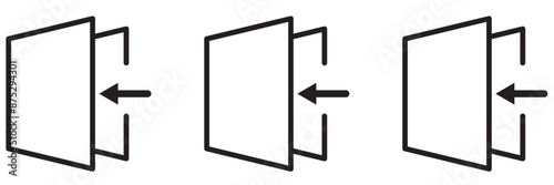 Login and logout icons. Set of sign out, Sign in vector icon. Open and close door symbol. Black exit and enter arrow, vector icon in trendy flat style